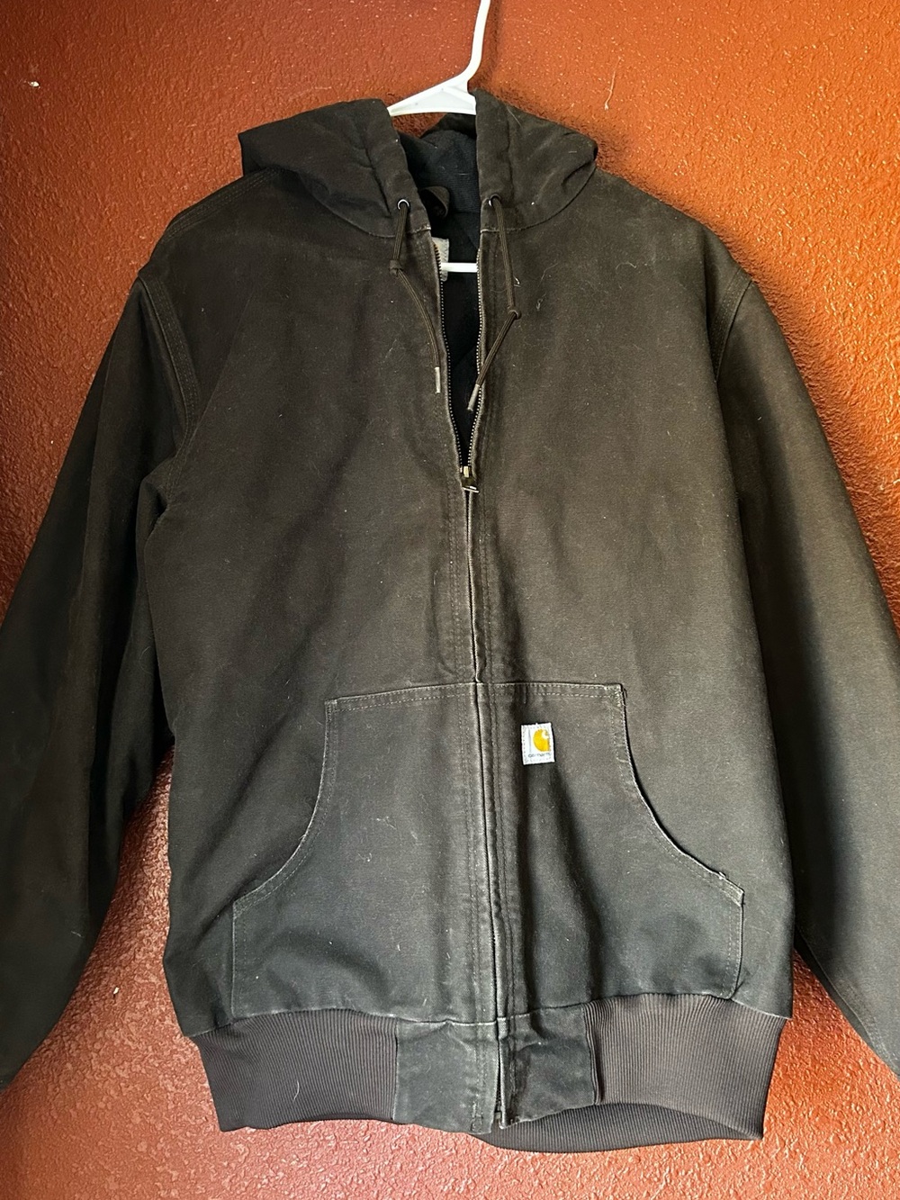 Carhartt chocolate Hooded Zip-Front Work Jacket